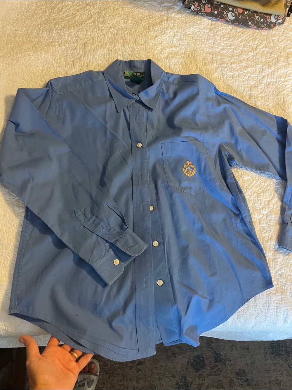 Ralph Lauren Light Blue Button-Up Shirt with Embroidered Crest